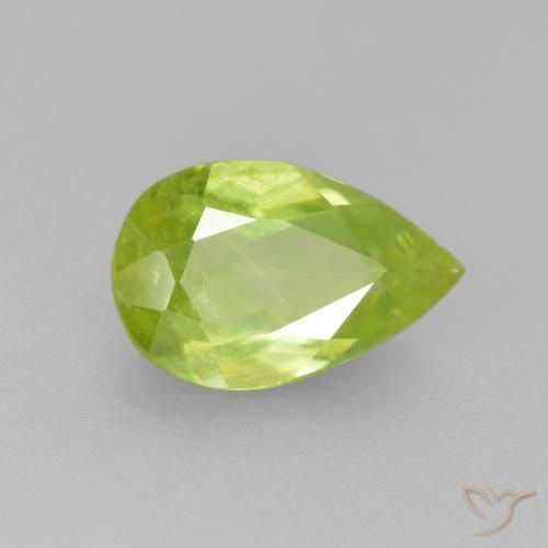 Sphène Jaune citron vif naturelle En forme de poire, 1.19 ct, VS-SI