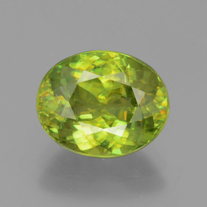 Sphène Vert Doré naturelle Coupe ovale, 3.12 ct, VVS-VS