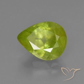 Sphène Vert éclatant naturelle En forme de poire, 3.09 ct, SI