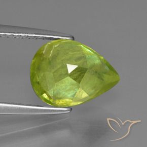 Sphène Vert éclatant naturelle En forme de poire, 3.09 ct, SI