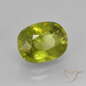 Sphène Vert forêt chaud naturelle ovale, 3.03 ct, VS-SI