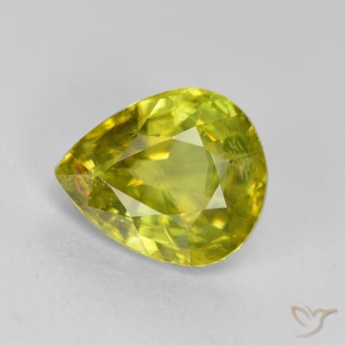 1.56ct Naturel Vert forêt chaud Sphène, En forme de poire, VS-SI