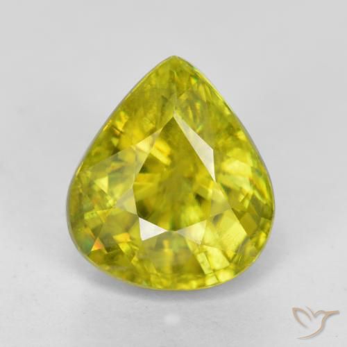 Sphène jaune naturelle en forme de poire, 2,52 ct, VS