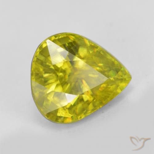 Sphène jaune naturelle en forme de poire, 2,52 ct, VS