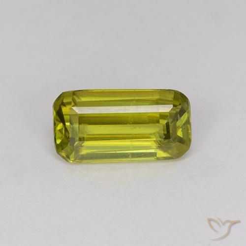 Sphène Vert chaud naturelle Octogone / coupe Émeraude, 0.87 ct, VS