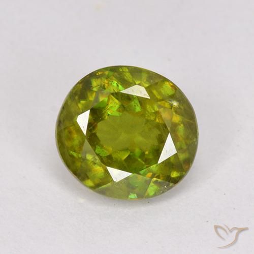 0.95ct Naturel Vert forêt chaud Sphène, ovale, VS-SI