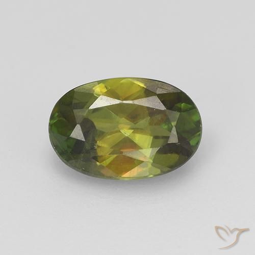0.89ct Naturel Vert moyen-foncé Sphène, ovale, VVS-VS