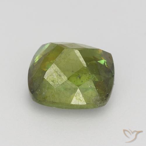 Sphène Vert terreux naturelle Coussin, 1.11 ct, VS-SI