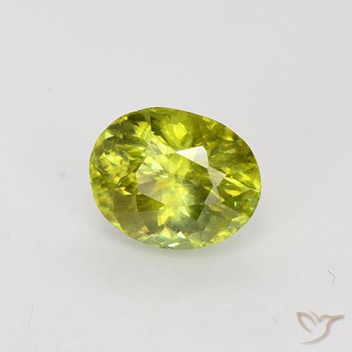 Sphène Jaune moyen naturelle ovale, 1.28 ct, VS-SI
