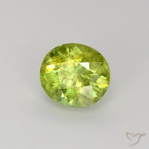 Sphène Jaune citron vif naturelle ovale, 1.22 ct, VS-SI