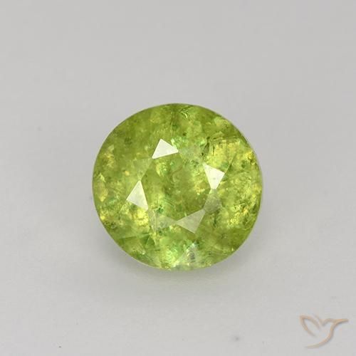 Sphène Jaune citron vif naturelle Coupe roude, 1.06 ct, VS-SI