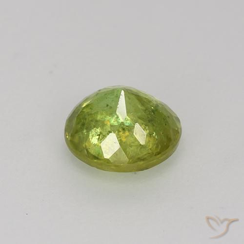 Sphène Jaune citron vif naturelle Coupe roude, 1.06 ct, VS-SI