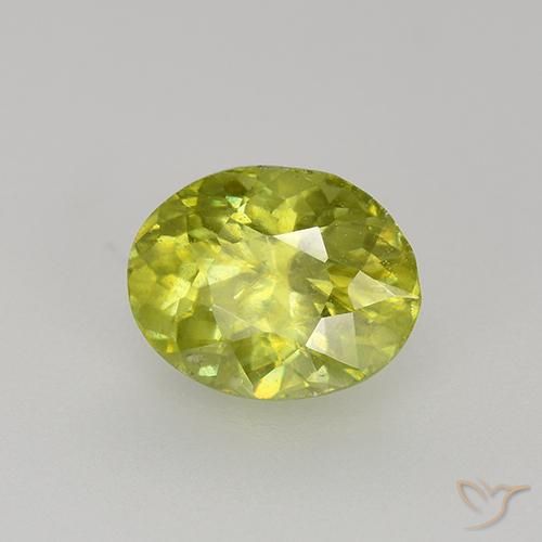 Sphène Jaune citron naturelle ovale, 1.18 ct, VS-SI