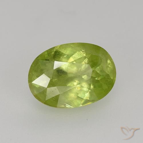 Sphène Jaune citron vif naturelle ovale, 1.19 ct, VS-SI