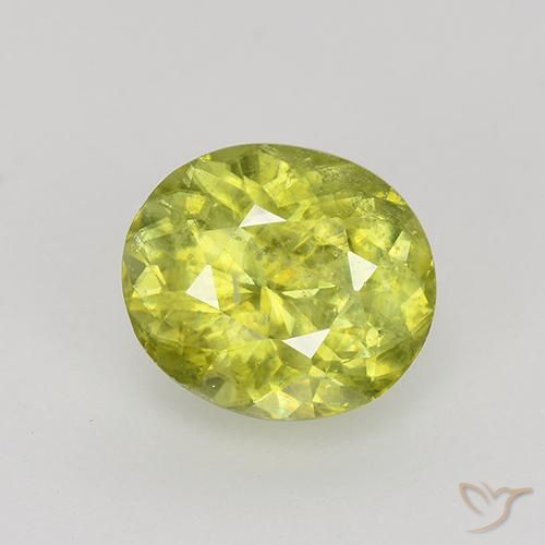 1.12ct Naturel Jaune moyen Sphène, ovale, VS-SI