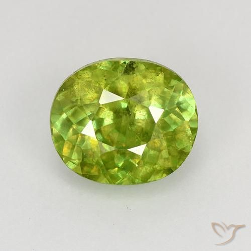 1.08ct Naturel Vert jaunâtre vif Sphène, ovale, VS-SI