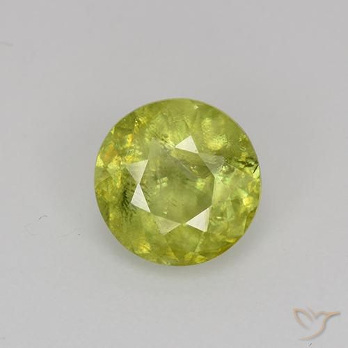 Sphène jaune naturelle coupe roude, 1,18 ct, VS-SI