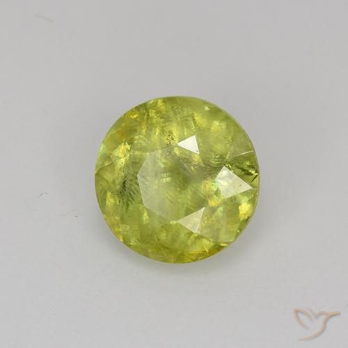 Sphène jaune naturelle coupe roude, 1,18 ct, VS-SI