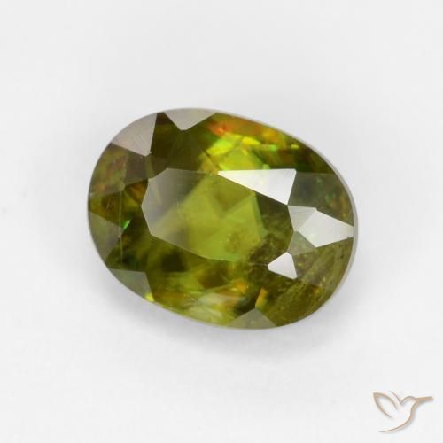 0.84ct Naturel Vert moyen-foncé Sphène, ovale, VS-SI