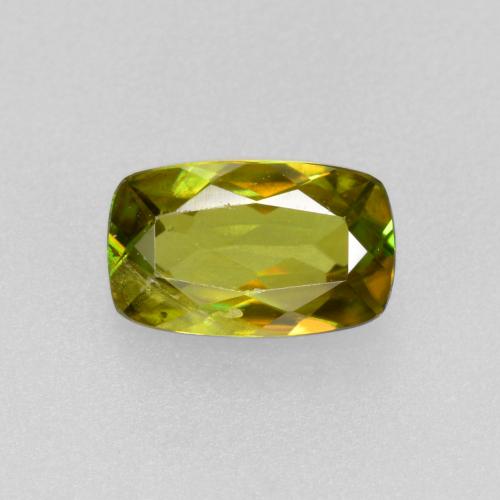 Sphène vert naturelle coupe coussin, 0,50 ct, VS-SI