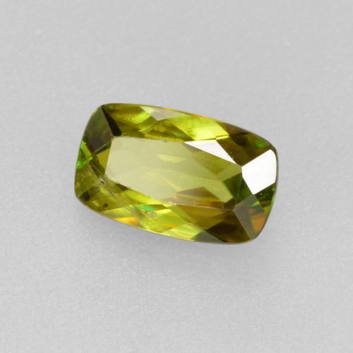 Sphène vert naturelle coupe coussin, 0,50 ct, VS-SI