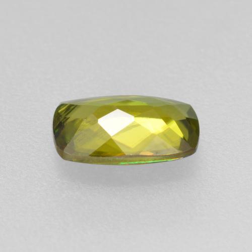 Sphène vert naturelle coupe coussin, 0,50 ct, VS-SI