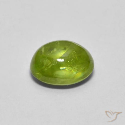 Sphène Vert terreux léger naturelle ovale, 1.09 ct, Transparent