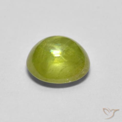 Sphène Vert terreux léger naturelle ovale, 1.25 ct, Transparent