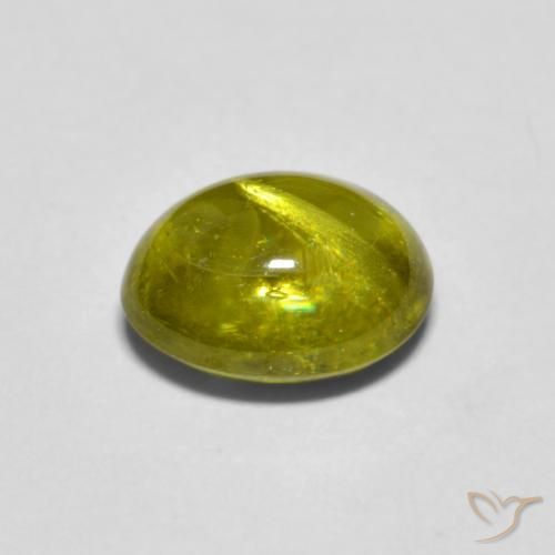 Sphène Vert jaunâtre naturelle ovale, 1.63 ct, Transparent