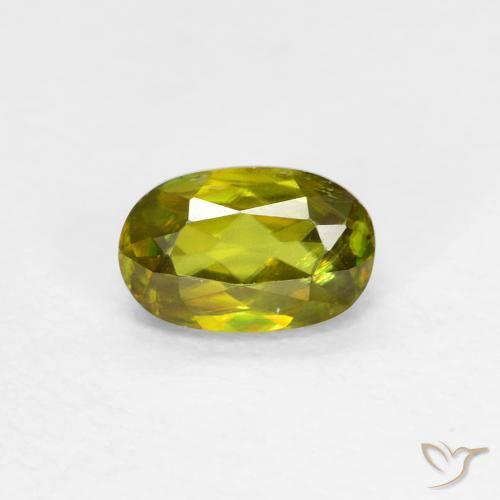 0.56ct Naturel Vert forêt chaud Sphène, ovale, VS