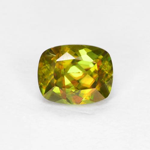 Sphène vert naturelle coupe coussin, 0,45 ct, VS
