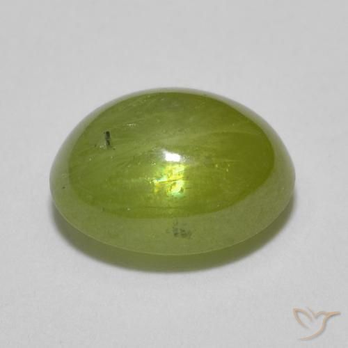 Sphène Olive verte naturelle ovale, 1.54 ct, Translucide