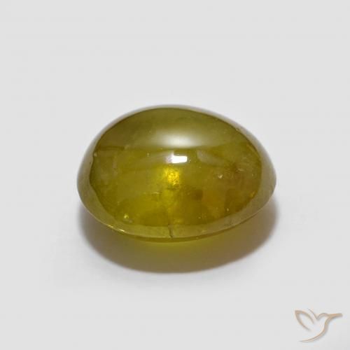 Sphène Vert jaunâtre naturelle ovale, 2.08 ct, Transparent
