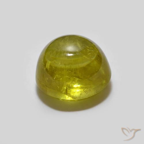 Sphène Vert jaunâtre naturelle ovale, 1.94 ct, Transparent