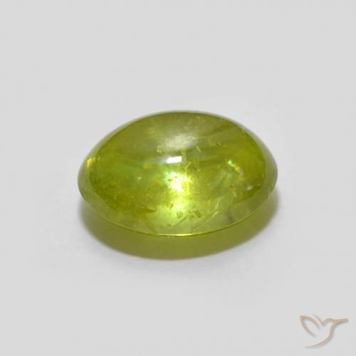 Sphène Olive verte naturelle ovale, 1.76 ct, Transparent