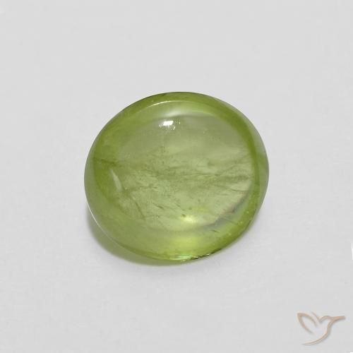 Sphène Vert moyen naturelle ovale, 1.18 ct, Transparent