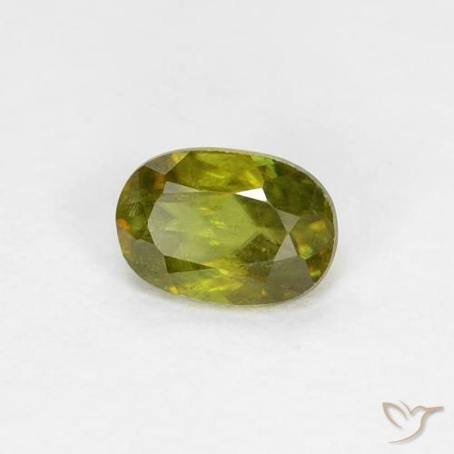 Sphène Vert moyen naturelle ovale, 0.42 ct, VS