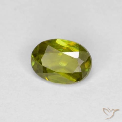 0.40ct Naturel Vert chaud et terreux Sphène, ovale, VS