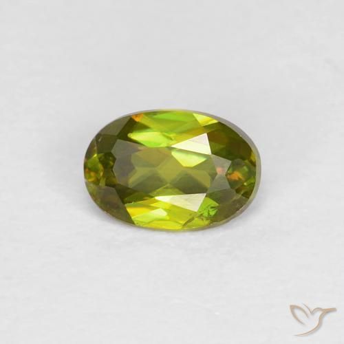 0.42ct Naturel Vert forêt chaud Sphène, ovale, VS