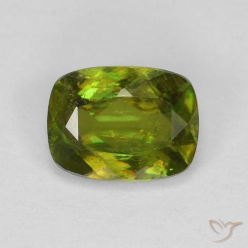 0.62ct Naturel Forêt verte Sphène, Coussin, VS