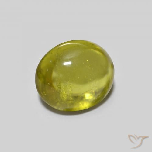 Sphène Vert jaunâtre naturelle ovale, 1.40 ct, Transparent