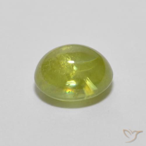 Sphène Olive verte naturelle ovale, 1.12 ct, Transparent