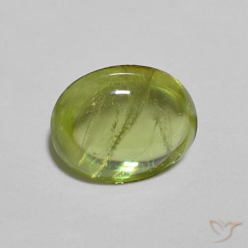 Sphène Olive verte naturelle ovale, 1.28 ct, Transparent