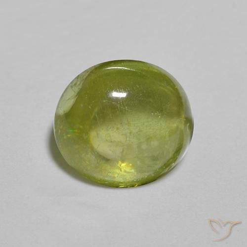 Sphène Olive verte naturelle ovale, 1.41 ct, Transparent