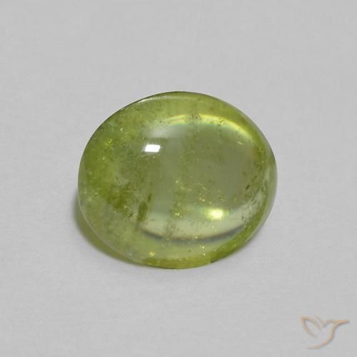 Sphène Olive verte naturelle ovale, 1.07 ct, Transparent