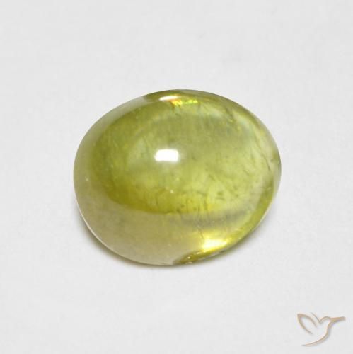 Sphène Jaune verdâtre clair naturelle ovale, 1.30 ct, Transparent