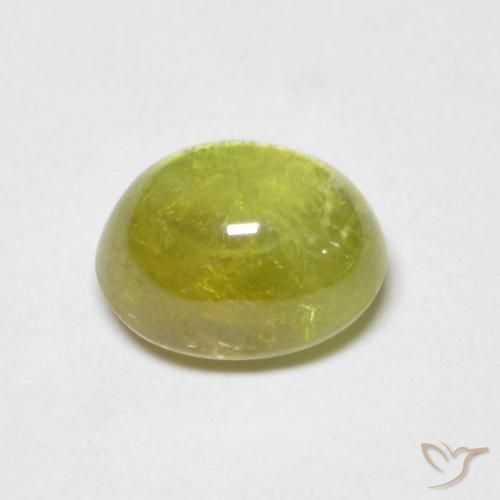 Sphène Jaune verdâtre clair naturelle ovale, 1.30 ct, Transparent