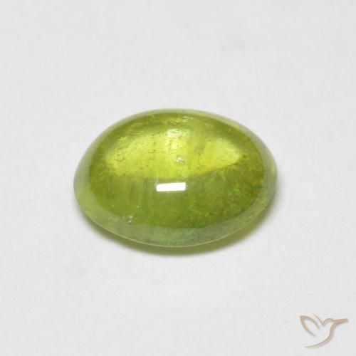 Sphène Jaune citron naturelle ovale, 0.91 ct, Transparent
