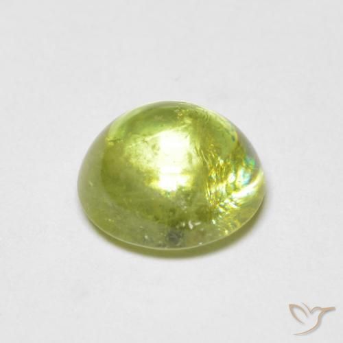 Sphène Olive verte naturelle ovale, 1.58 ct, Transparent