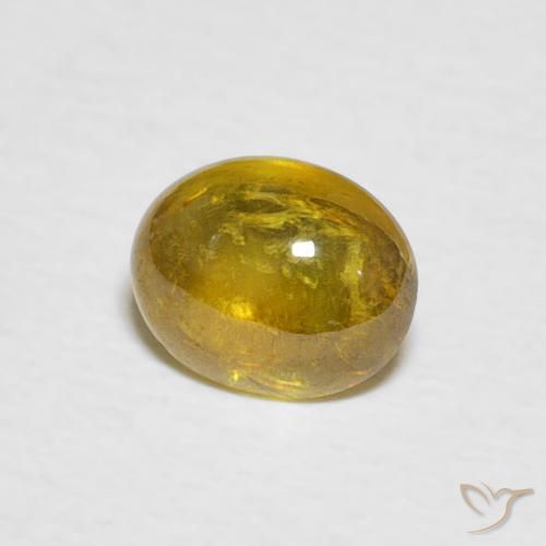 Sphène Jaune brunâtre naturelle ovale, 1.02 ct, Transparent